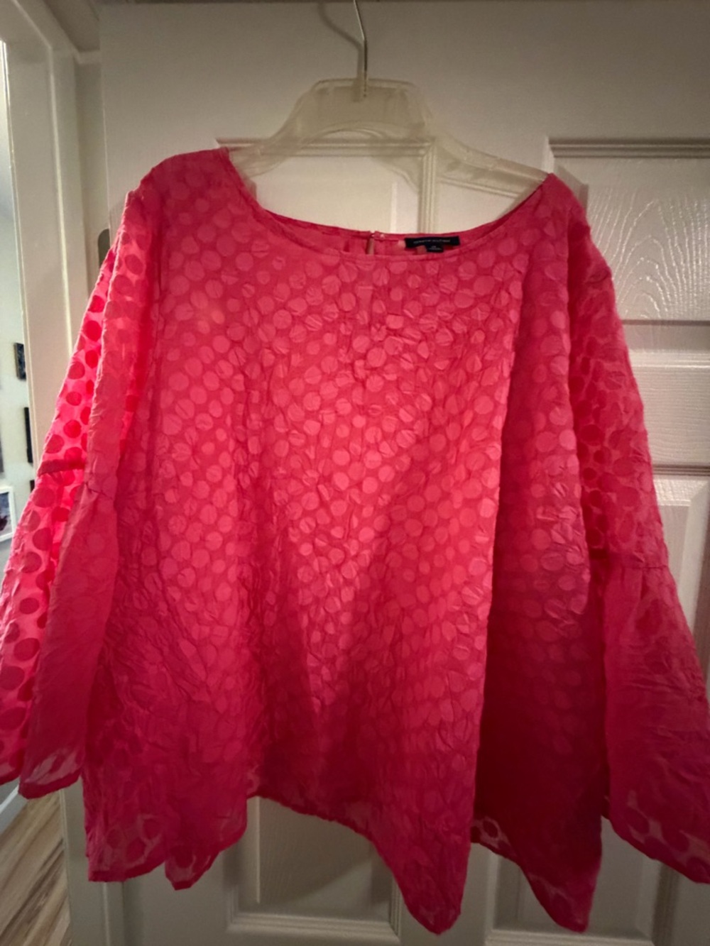 Tommy Hilfiger Hot Pink Bell-Sleeve Textured Dot Tunic